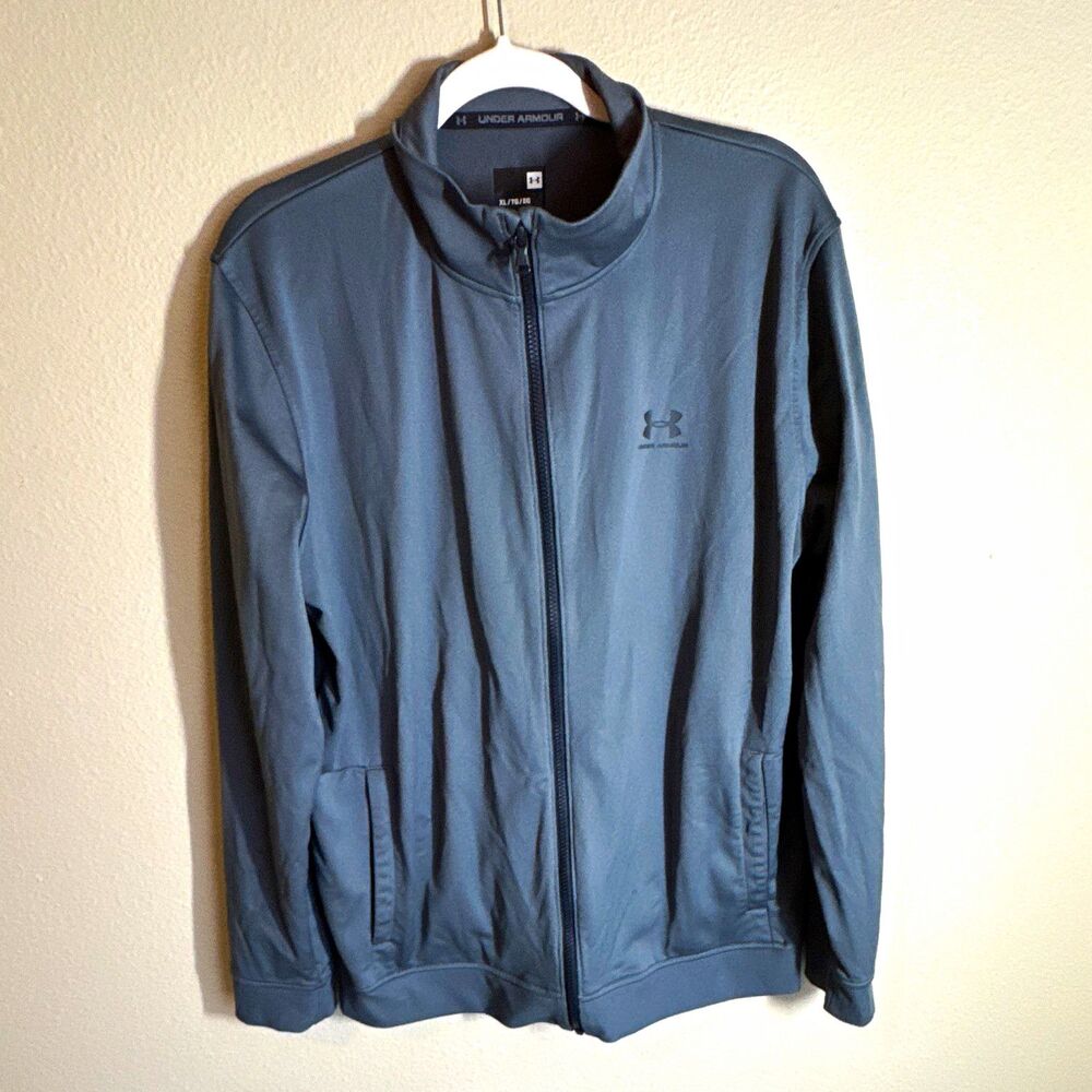 Under Armour Men’s Full Zip Track Jacket Pockets Stand-Up Collar Gray XL